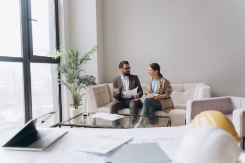 property management co-workers in office