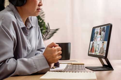 remote employee in a meeting